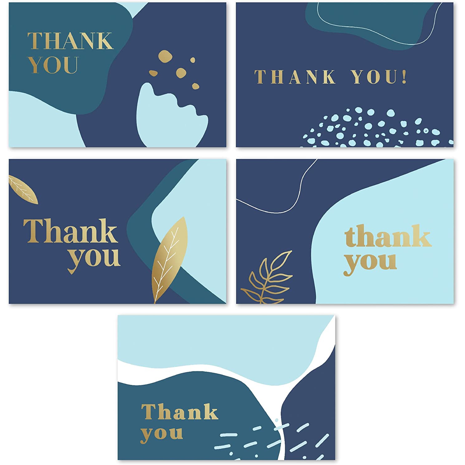 Rileys Thank You Cards with Matching Envelopes | 50-Count, Gold Foil