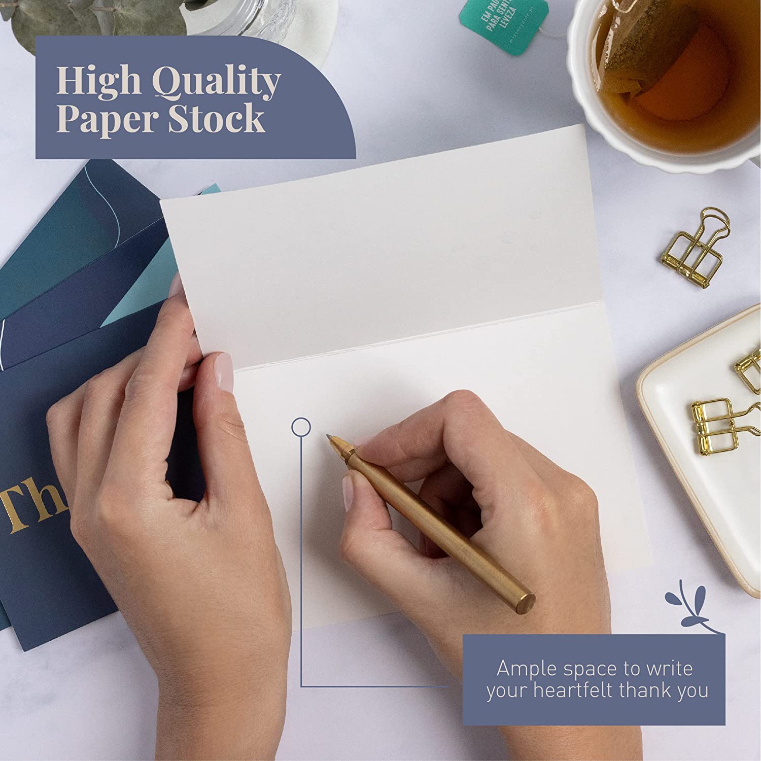 Rileys Thank You Cards with Matching Envelopes | 50-Count, Gold Foil