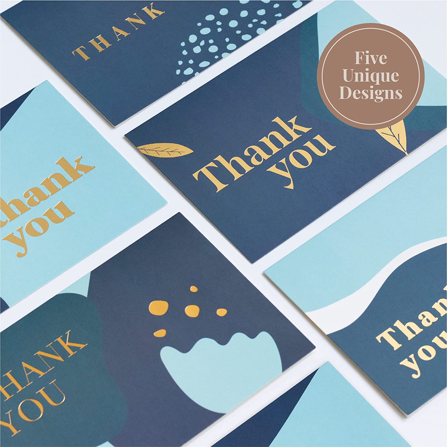 Rileys Thank You Cards with Matching Envelopes | 50-Count, Gold Foil