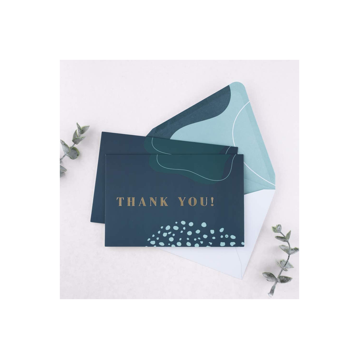 Rileys Thank You Cards with Matching Envelopes | 50-Count, Gold Foil