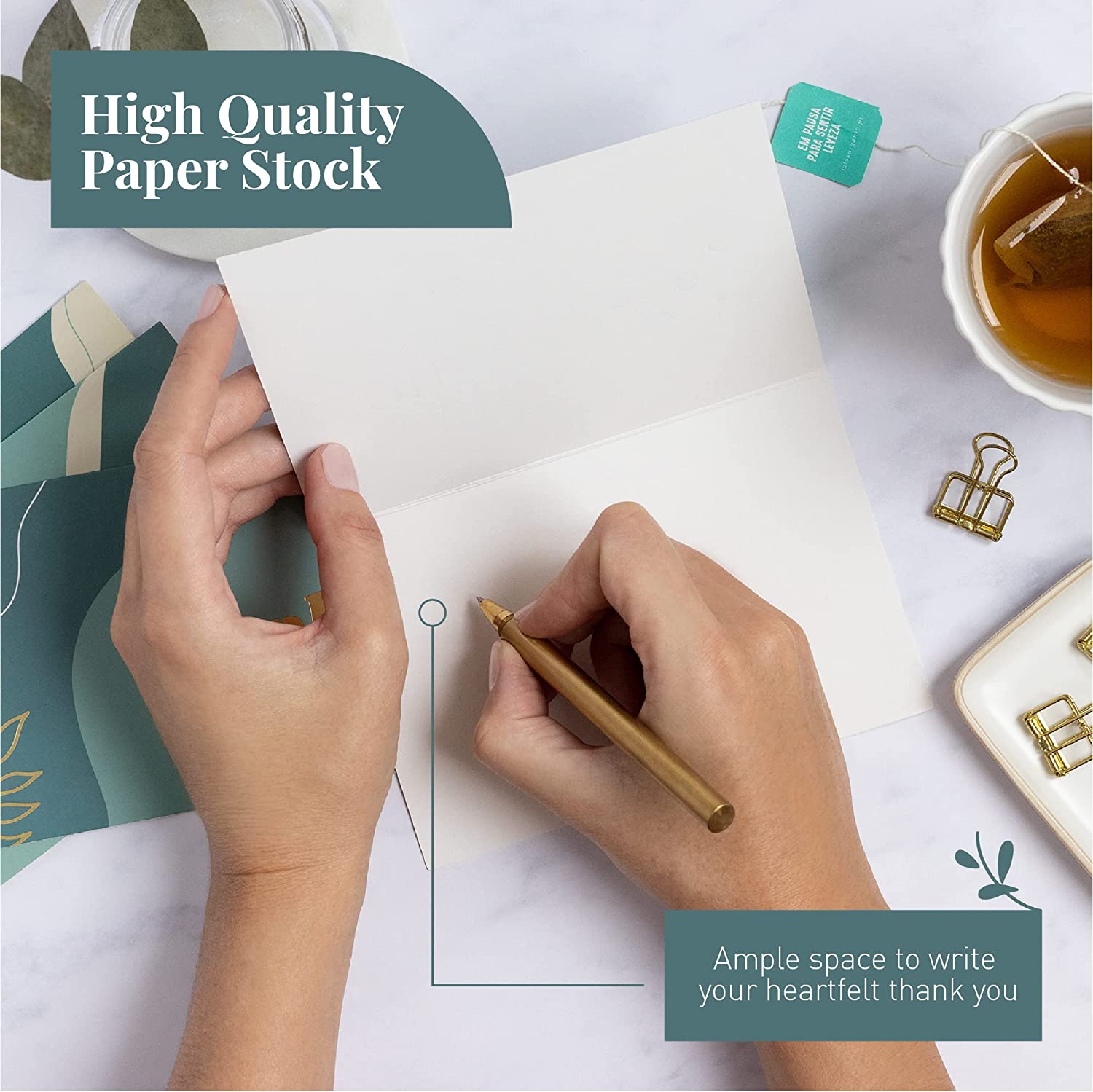 Rileys Thank You Cards with Matching Envelopes | 50-Count, Gold Foil