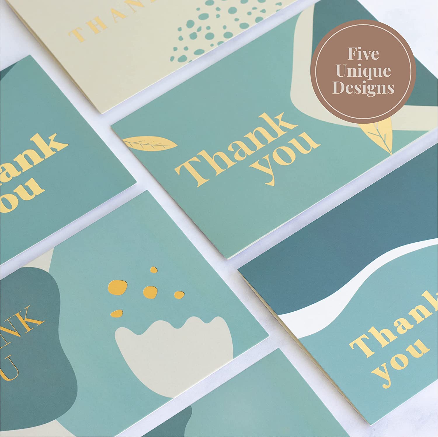 Rileys Thank You Cards with Matching Envelopes | 50-Count, Gold Foil