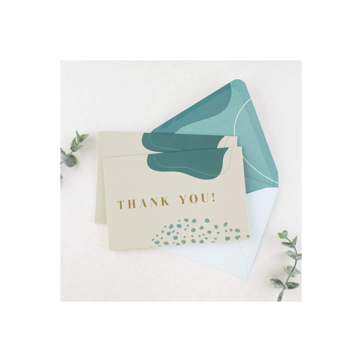 Rileys Thank You Cards with Matching Envelopes | 50-Count, Gold Foil