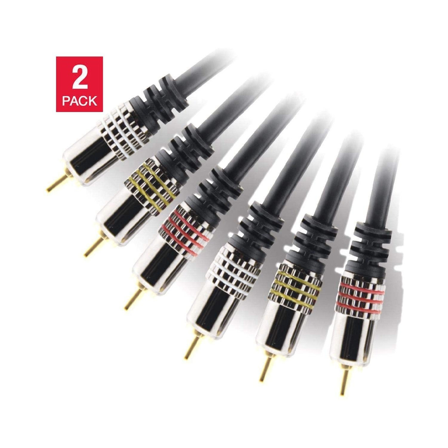 [2 Pack] PREMIUM 3 RCA PLUG TO 3 RCA PLUG CABLR 1.5M