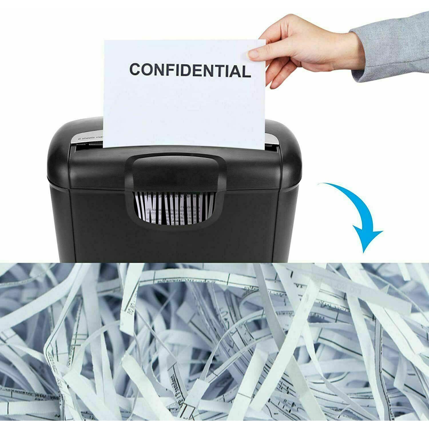 Coupe-bac 10L machine 6 feuilles pour déchiqueteurs, maison et bureau, 220V