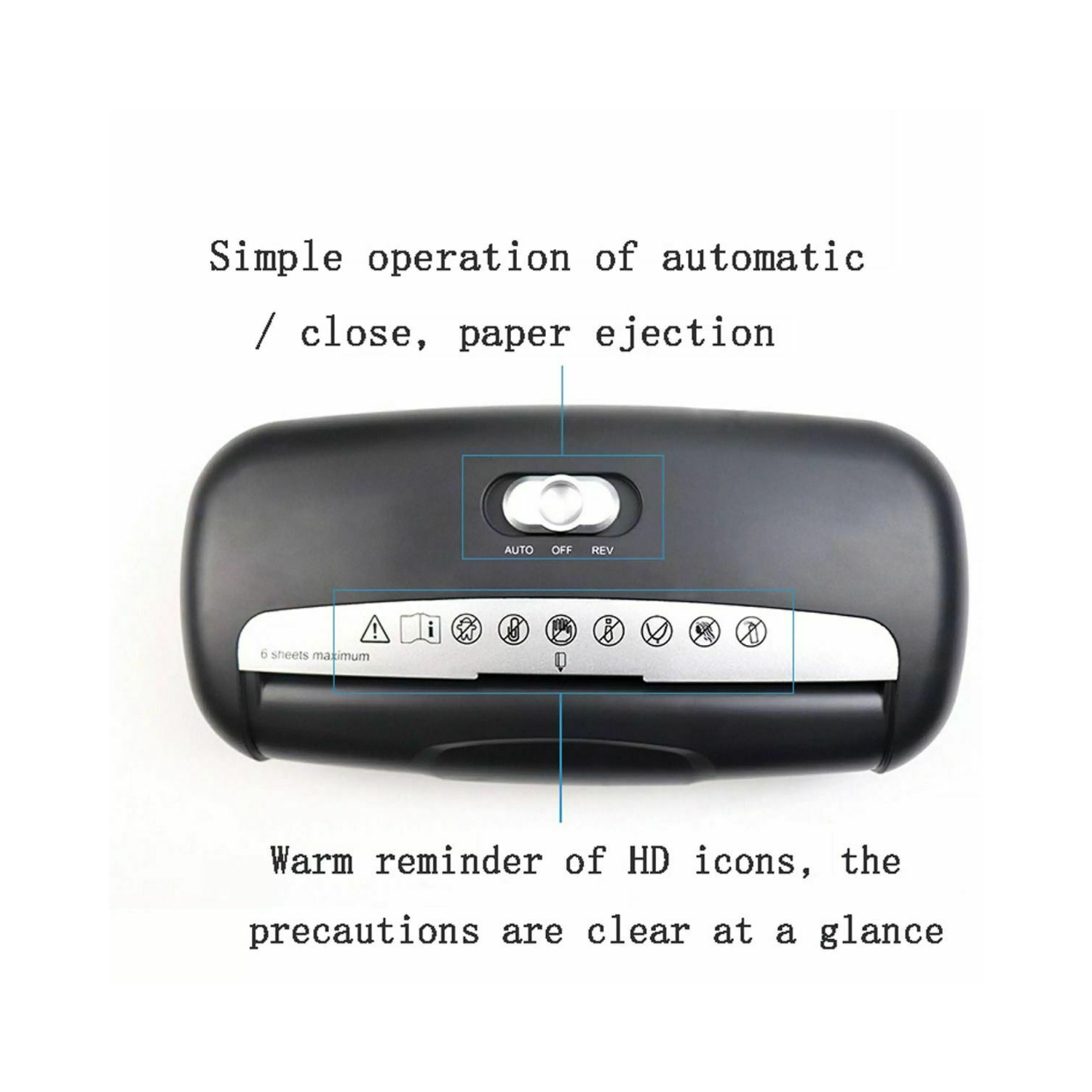 Coupe-bac 10L machine 6 feuilles pour déchiqueteurs, maison et bureau, 220V