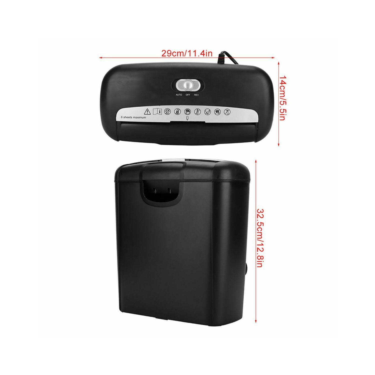 Coupe-bac 10L machine 6 feuilles pour déchiqueteurs, maison et bureau, 220V