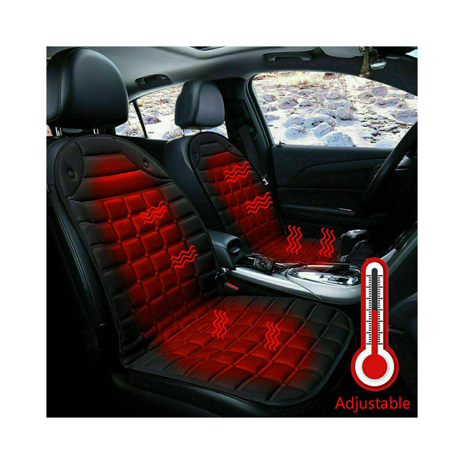 Premium housse de siège chauffante, modèle Caldo - Dossier et assise  chauffants individuellement, 2 niveaux de chauffage au choix, chauffage de  siège auto avec prise 12 volts, Coussin de siège