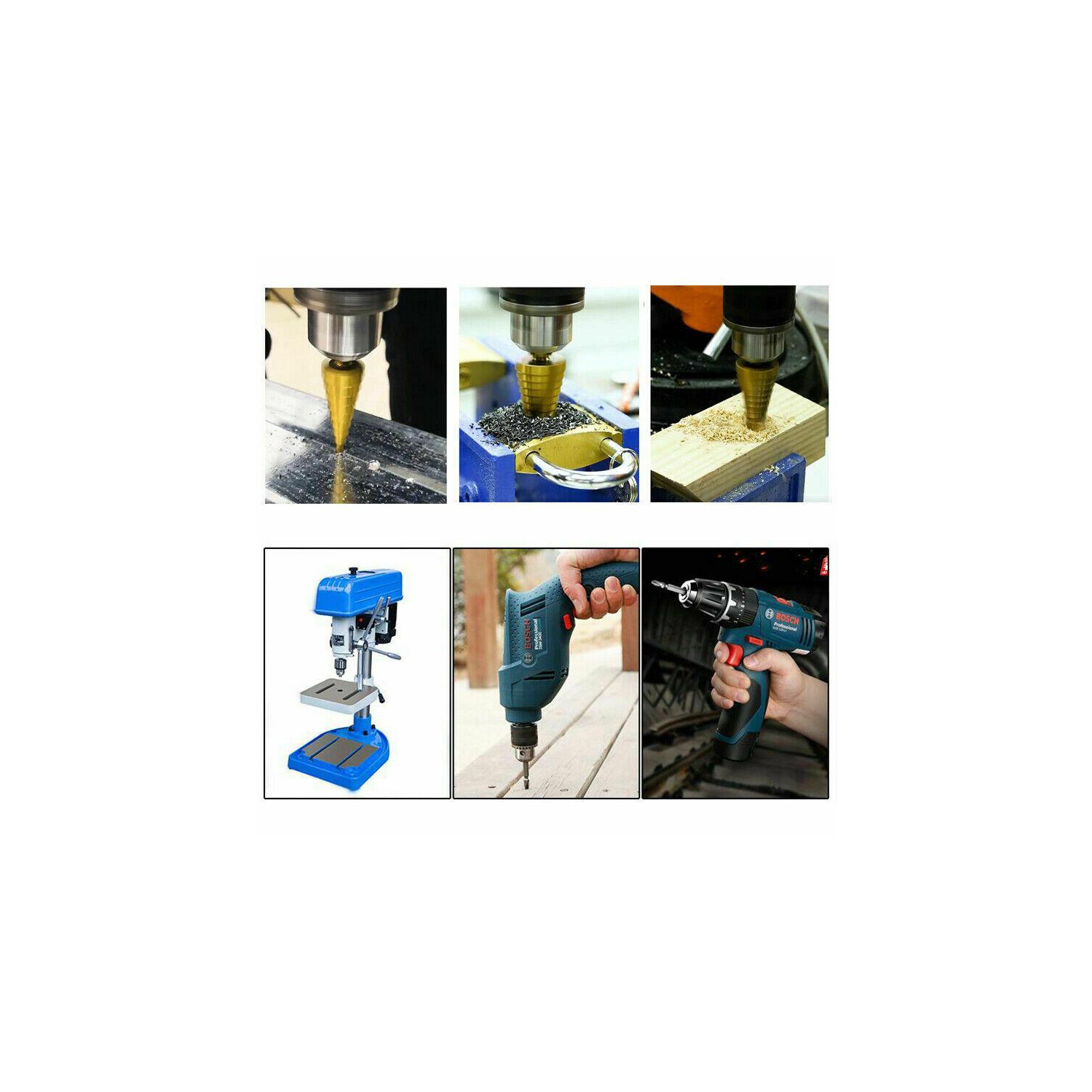 3Pcs Step Drill Bit Set High Speed Steel Titanium Coated Cobalt Steps Hole Cutter