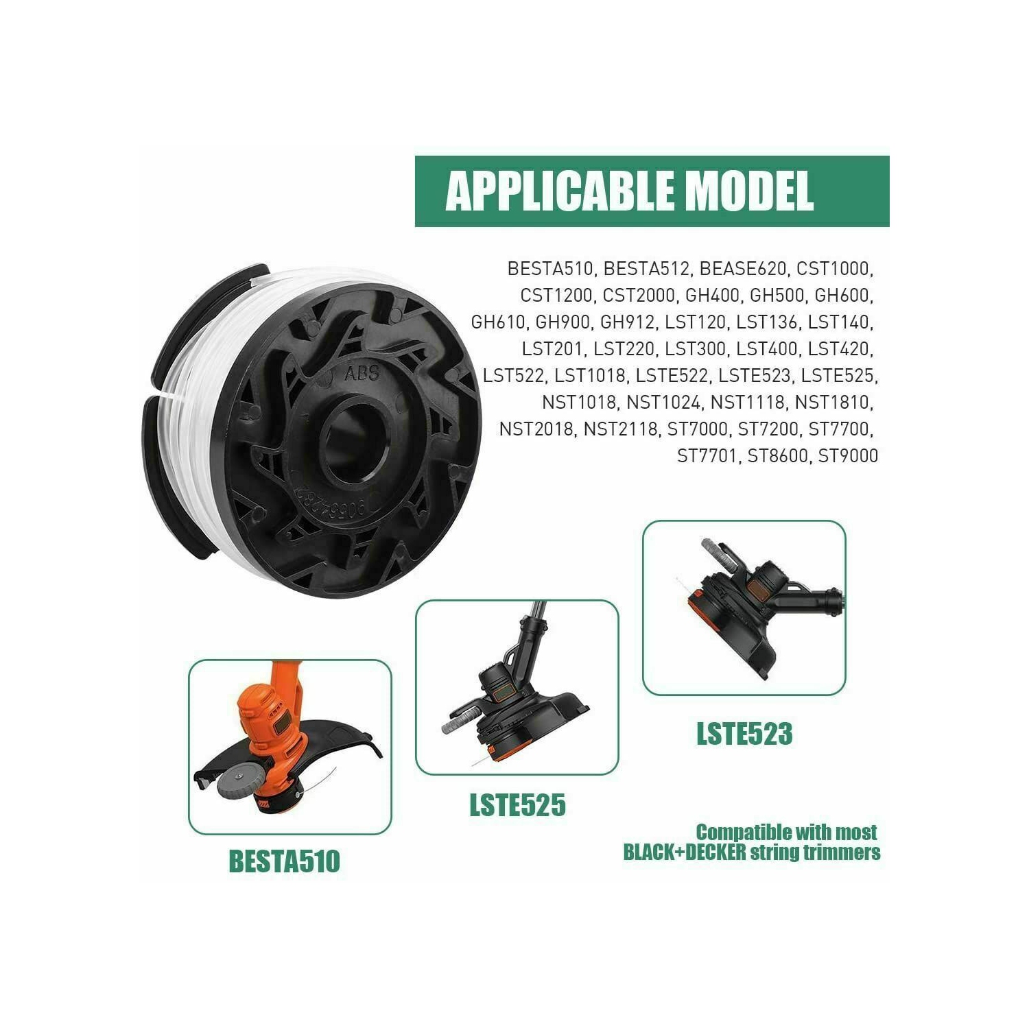 3X Line String Trimmer Replacement Spool Weed Eater Autofeed Black & Decker