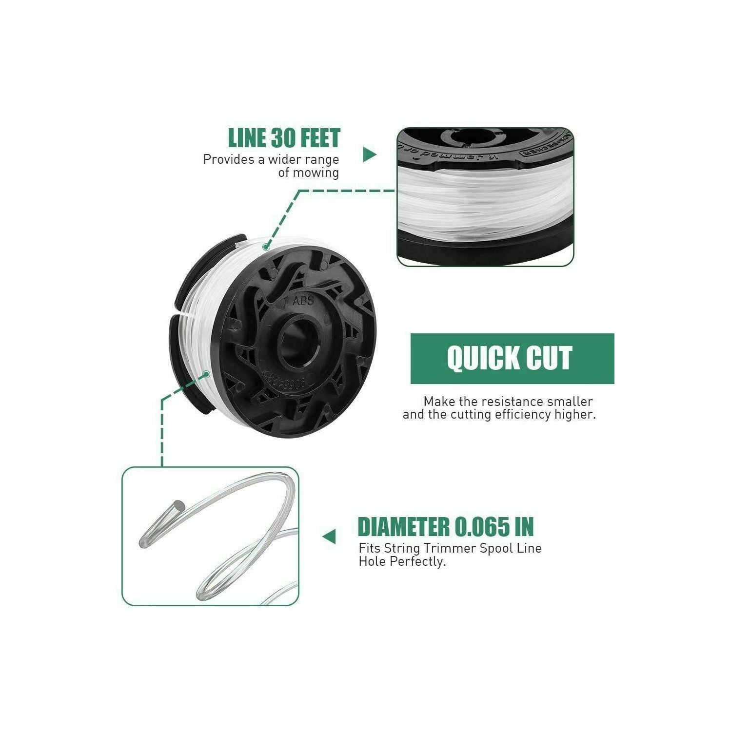 3X Line String Trimmer Replacement Spool Weed Eater Autofeed Black & Decker