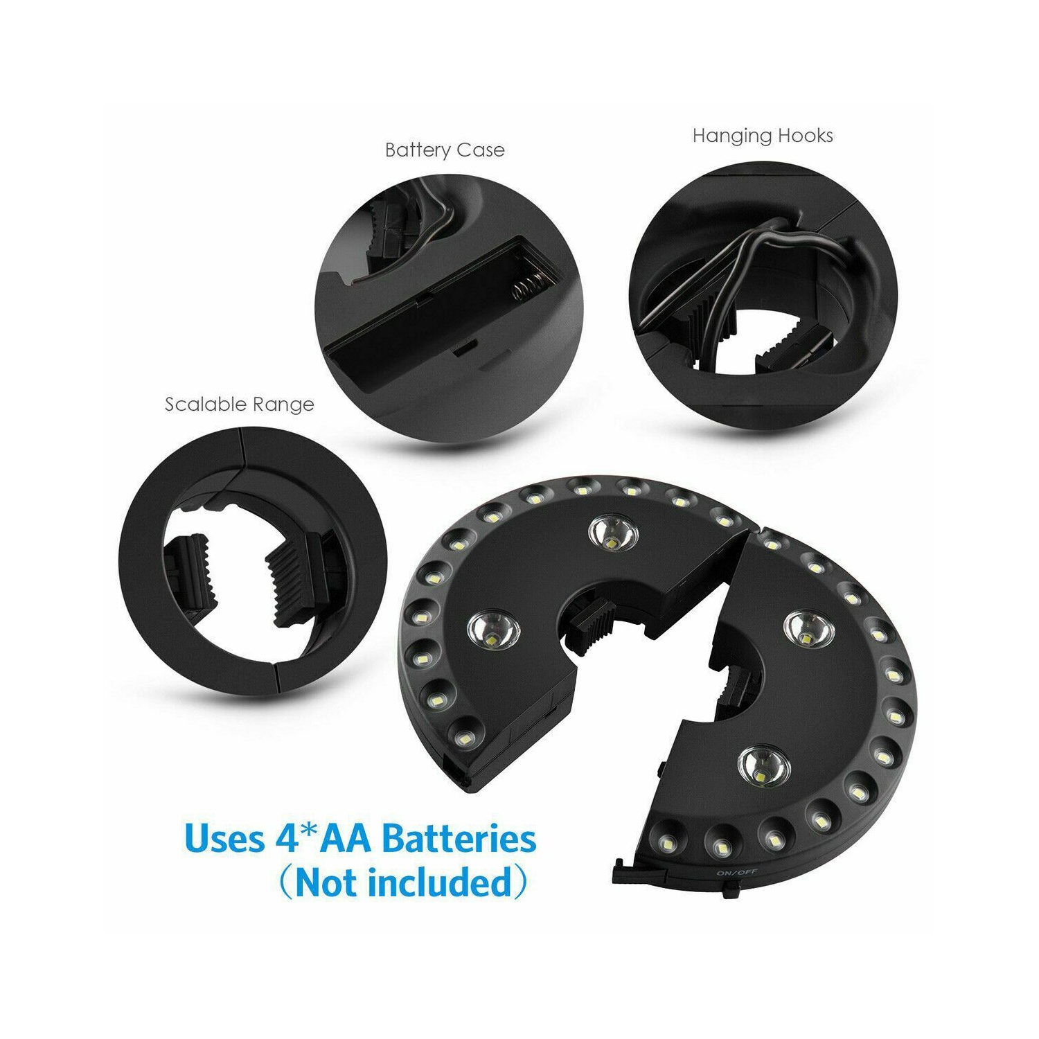 28LED Patio Umbrella Parasol Lights 3Brightness Mode Outdoor Camping Garden CA