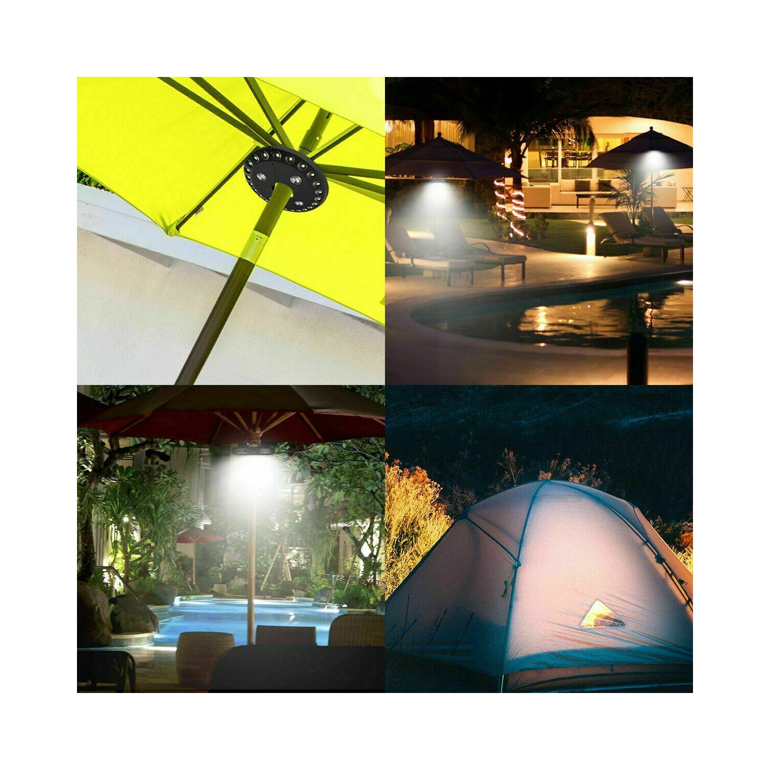 28LED Patio Umbrella Parasol Lights 3Brightness Mode Outdoor Camping Garden CA