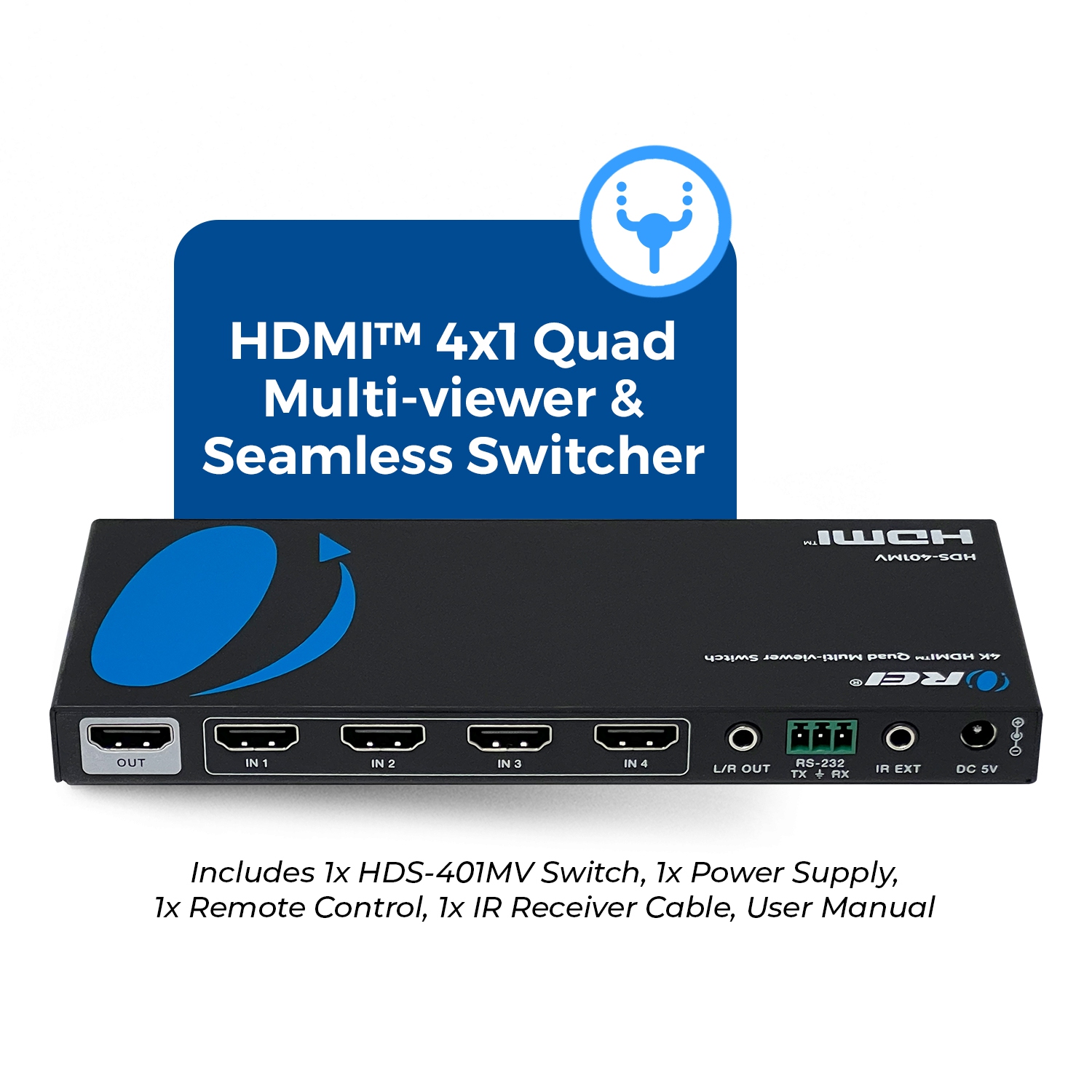 Quad Multi HDMI Viewer 4 in 1 Out HDMI Switcher 4 Ports Seamless Switcher