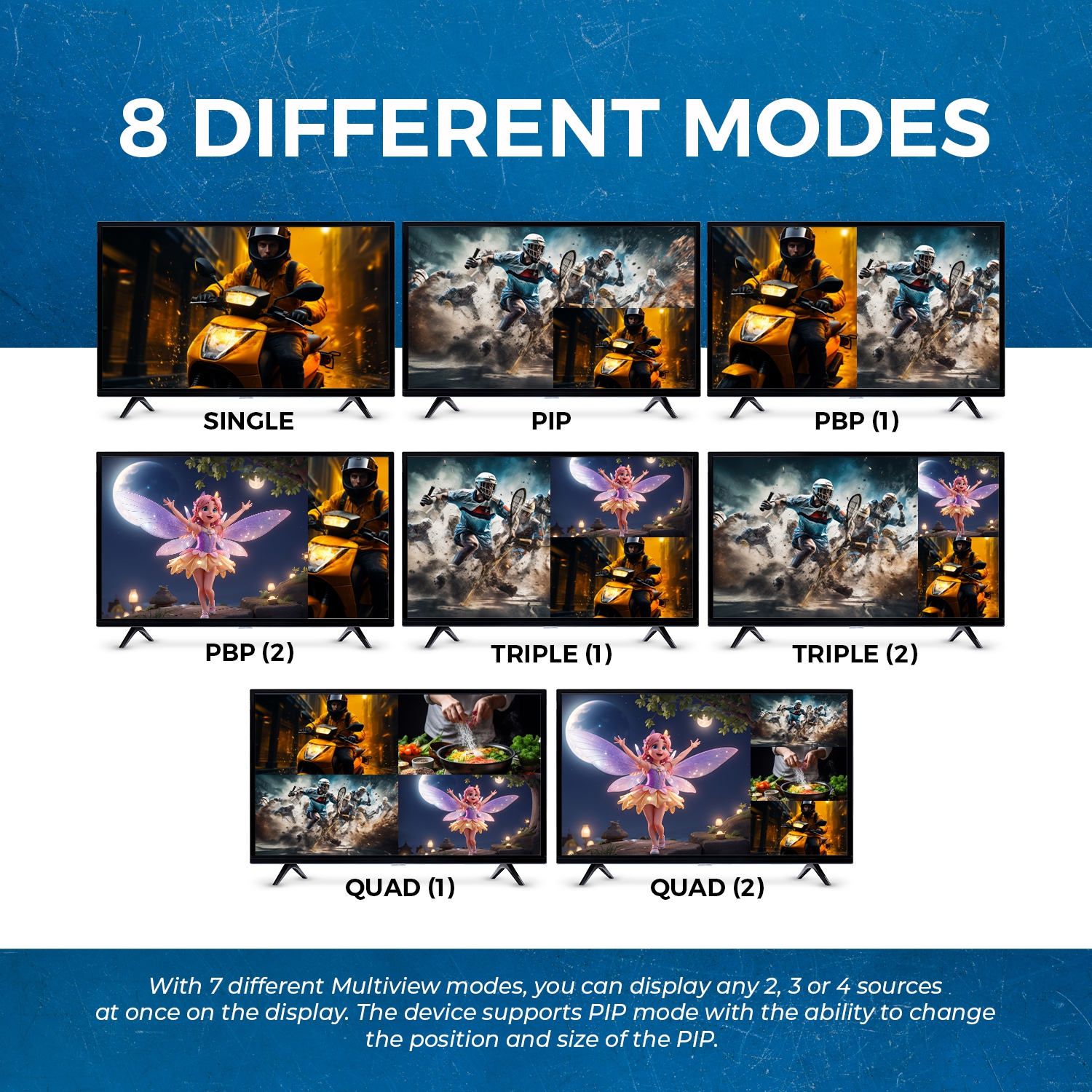 Quad Multi HDMI Viewer 4 in 1 Out HDMI Switcher 4 Ports Seamless Switcher