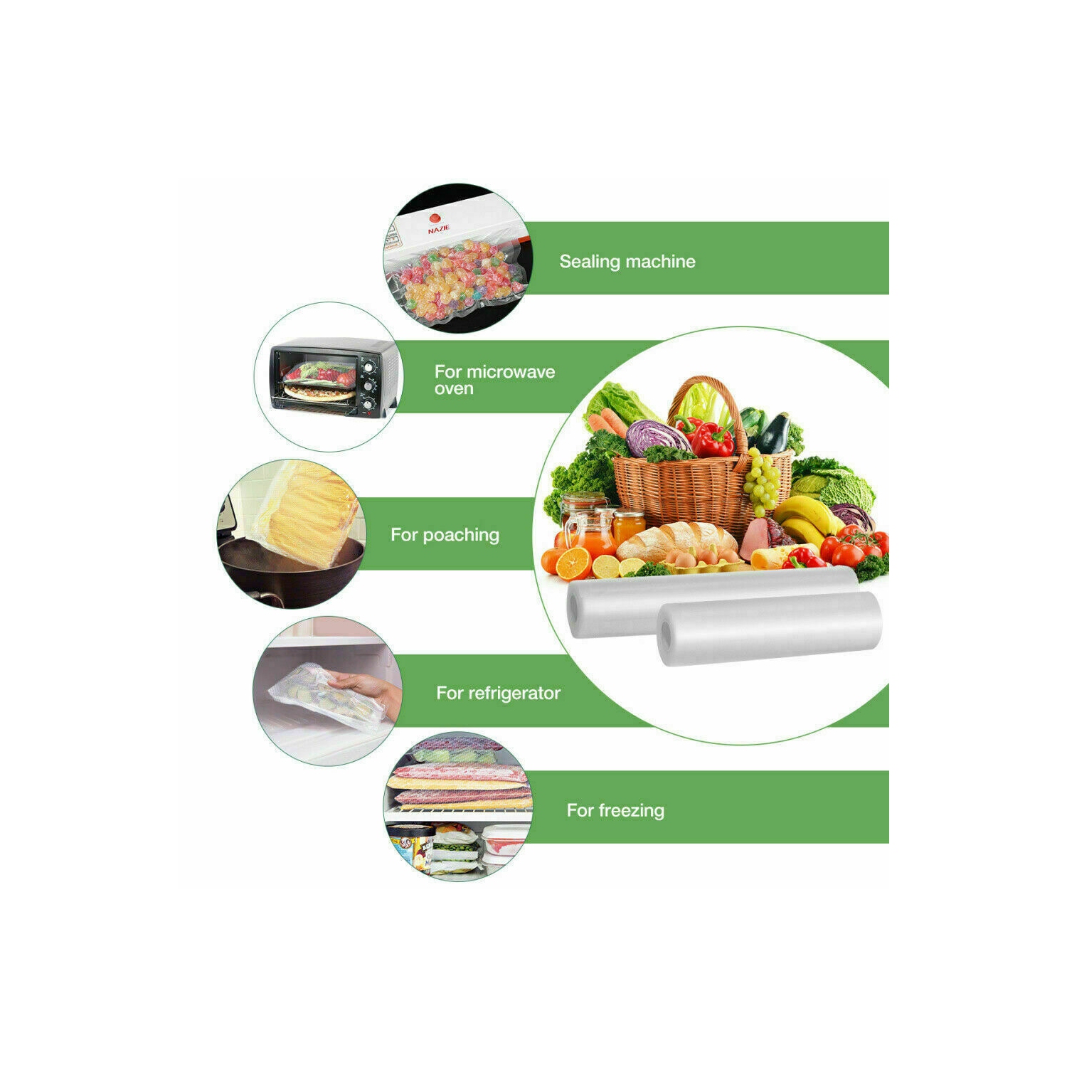 Vacuum Sealer Bags for Food, 4 Rolls Food Saver Bags Rolls,Commercial Grade, Heavy Duty, BPA Free,Great for vac Storage