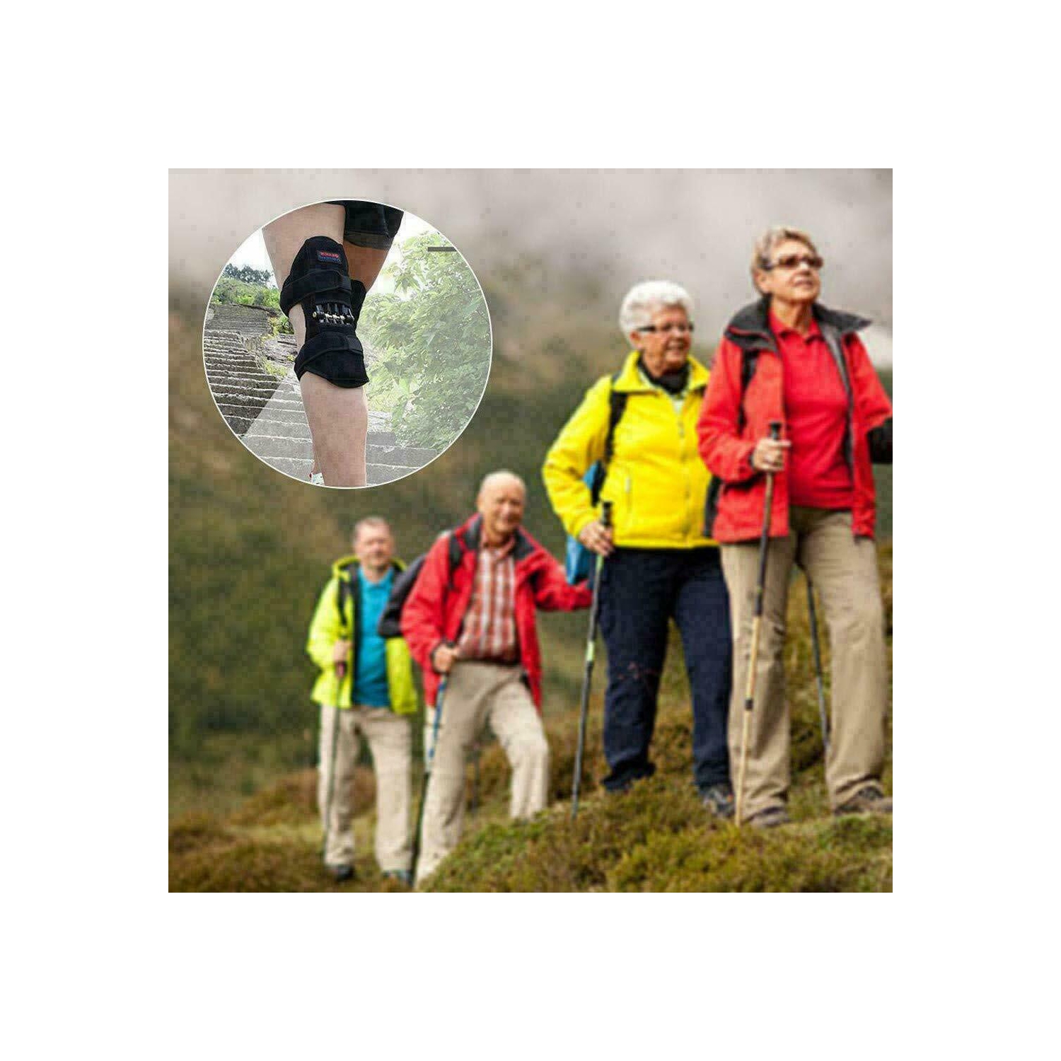 Knee Joint Support Brace Lift Booster Leg Pad Sport Spring Force Pain Relief