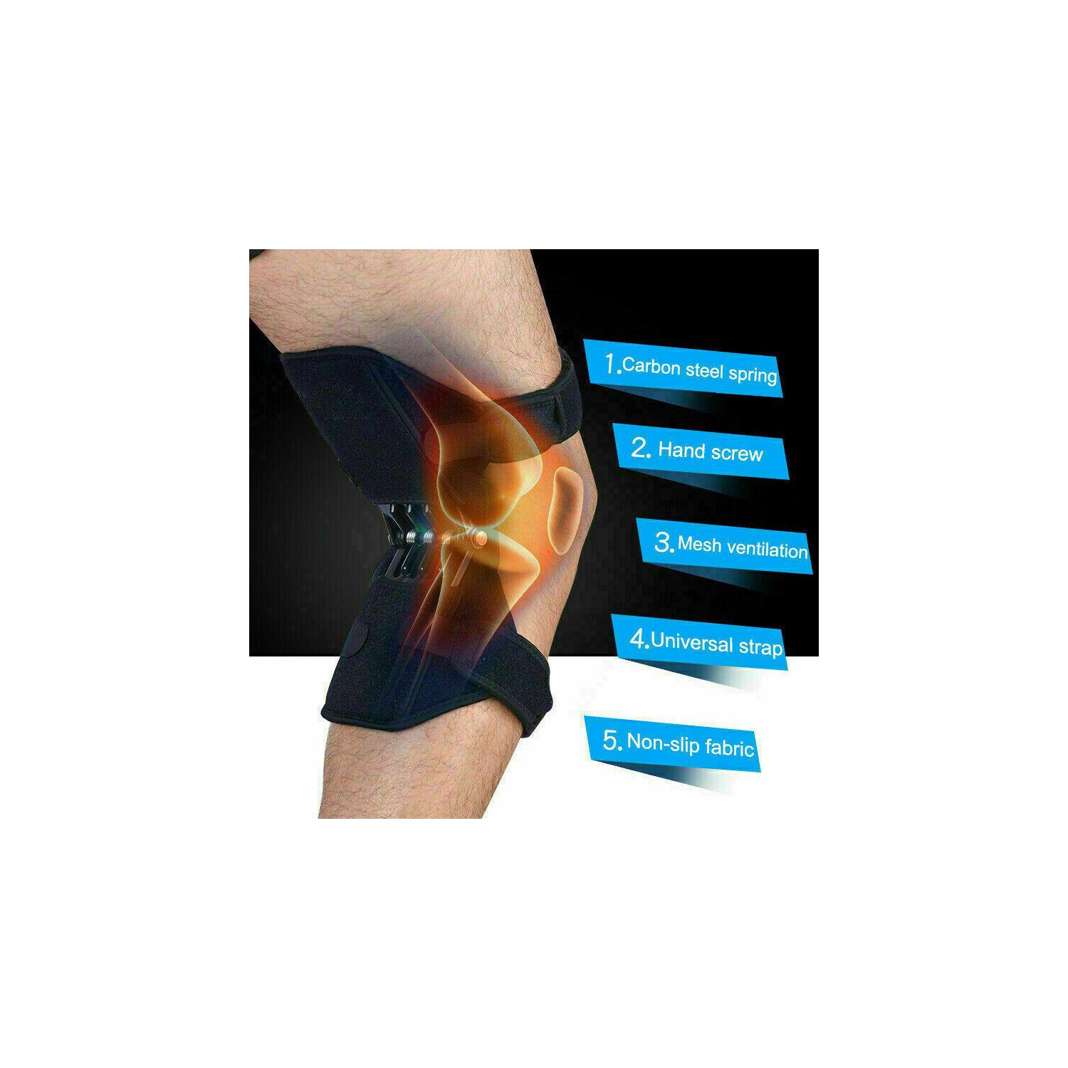 Knee Joint Support Brace Lift Booster Leg Pad Sport Spring Force Pain Relief