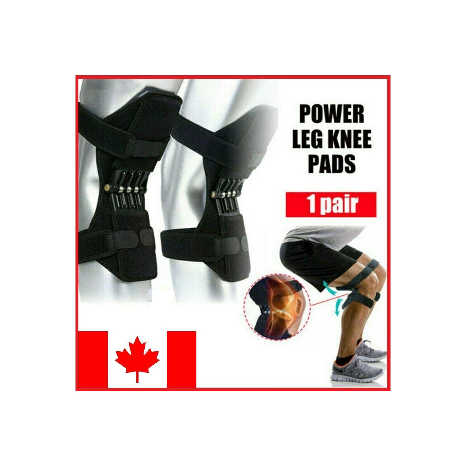 Knee Joint Support Brace Lift Booster Leg Pad Sport Spring Force Pain Relief