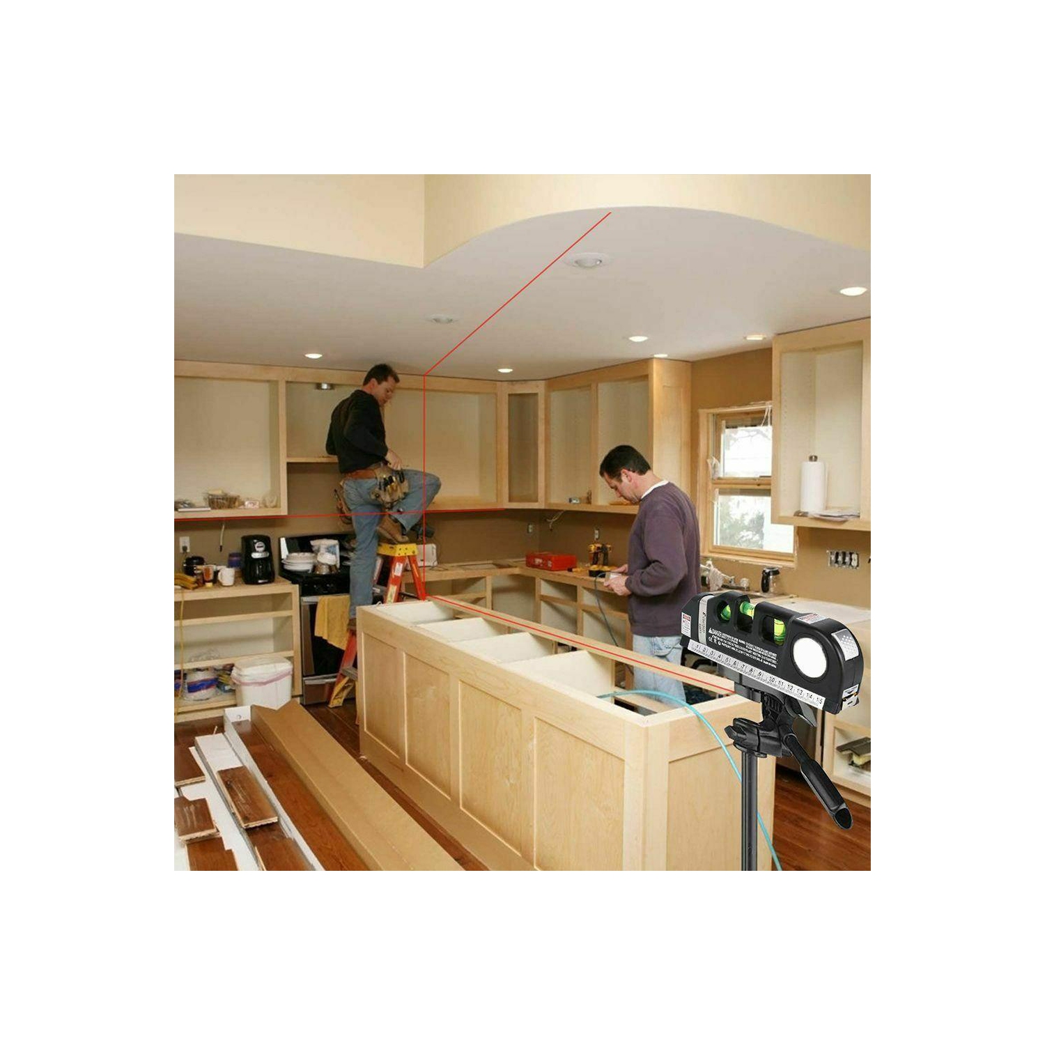 NEW Multipurpose Laser Level Vertical Horizon Measuring Tape Aligner Ruler Steel