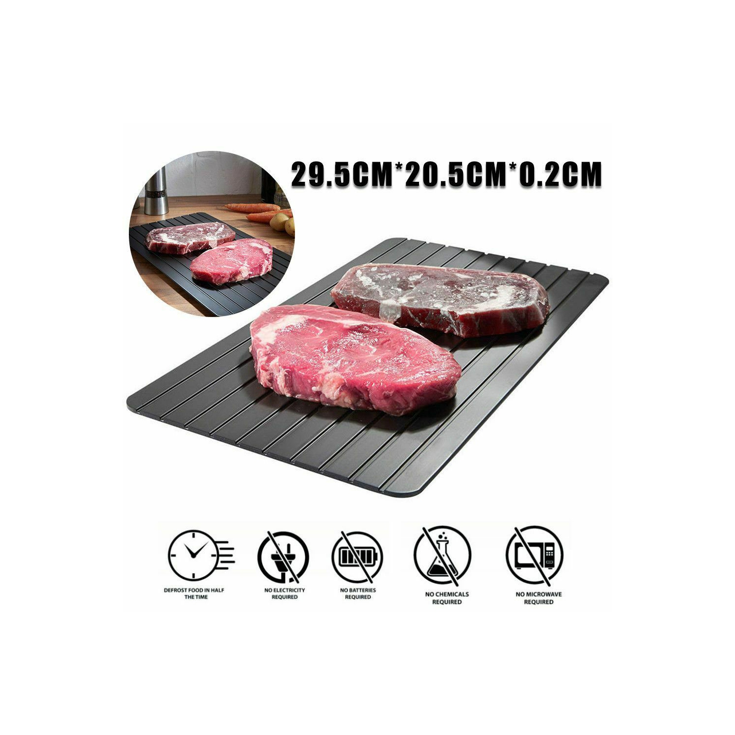 Magic Plate Defrosting Tray Safe Fast Food Thawing Frozen Meat Defrost Kitchen