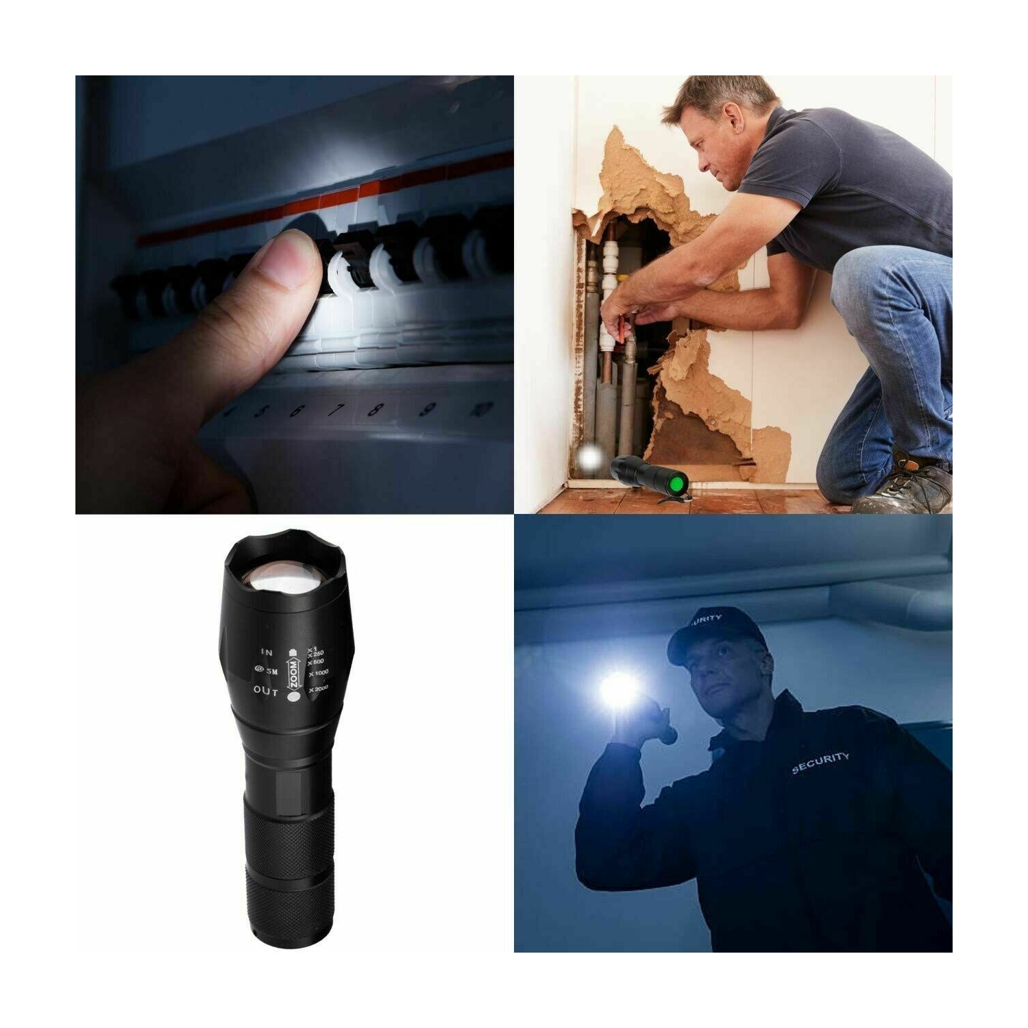 Lampe de poche DEL Ensemble de 18650 lampes de camping avec batterie de 60000 lumens pouvant être personnalisée