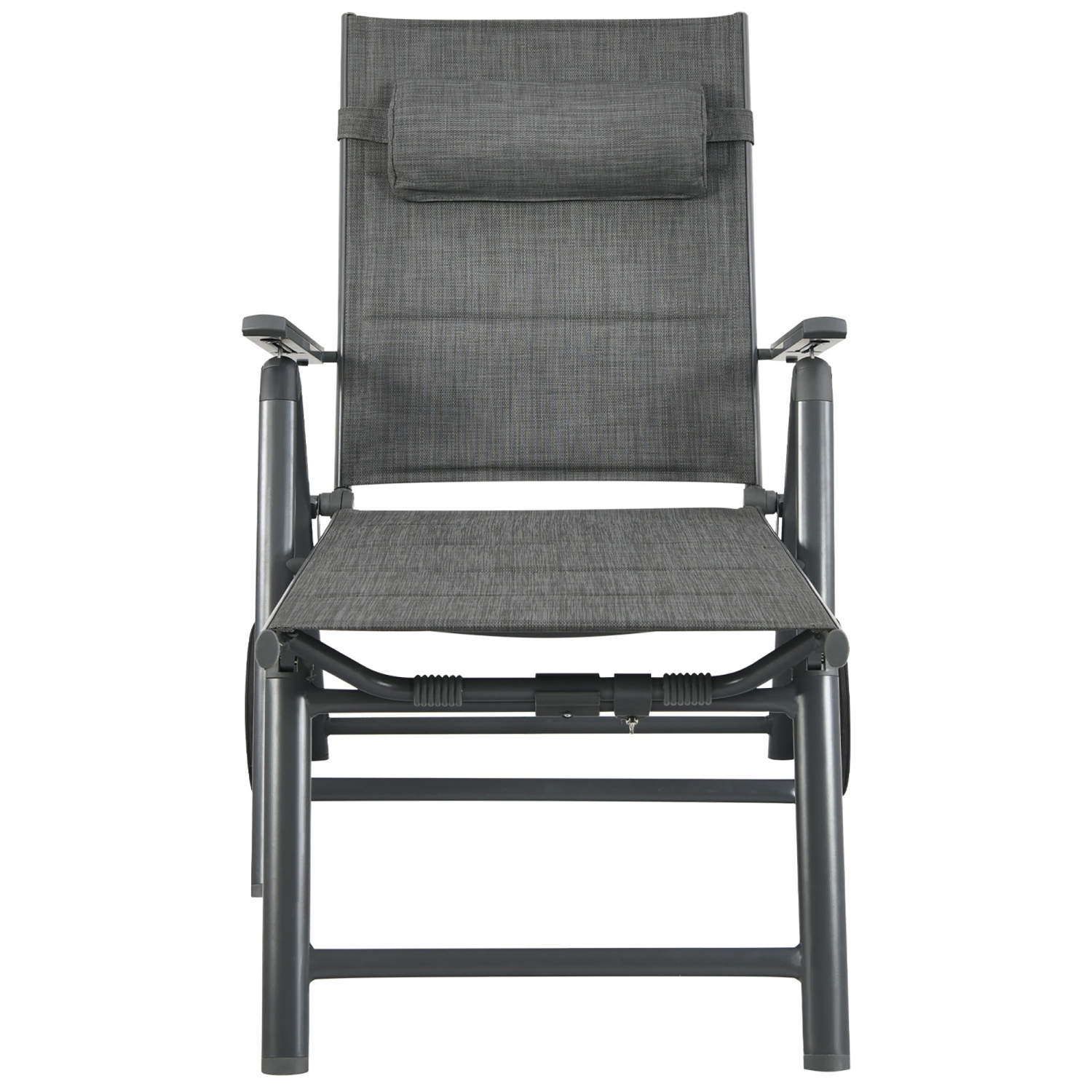 Costway Patio Reclining Chaise Lounge Padded Chair Aluminum Adjust Neck Pillow