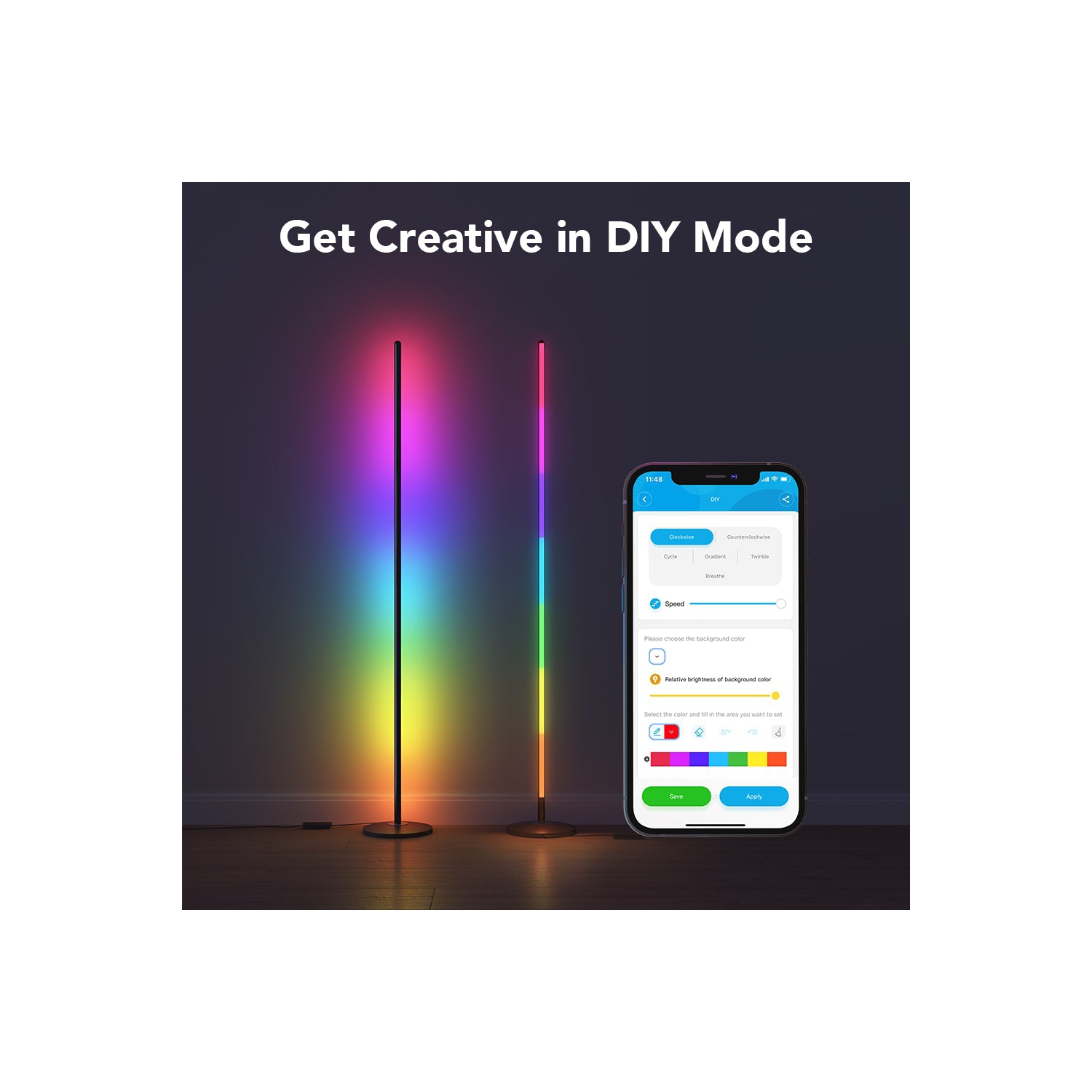 Lampe de plancher de coin intelligente RGBICW de Govee - Un kaléidoscope de couleurs