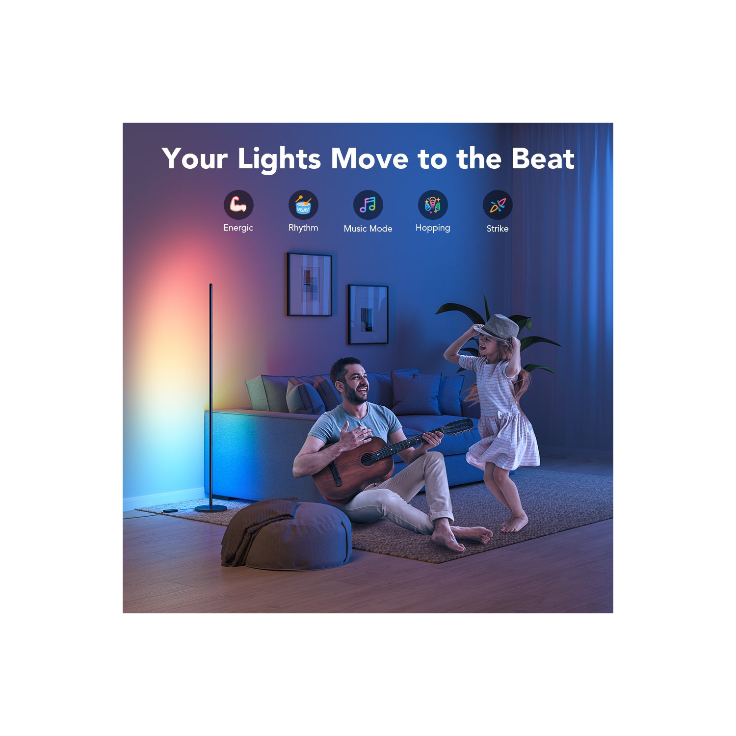 Lampe de plancher de coin intelligente RGBICW de Govee - Un kaléidoscope de couleurs