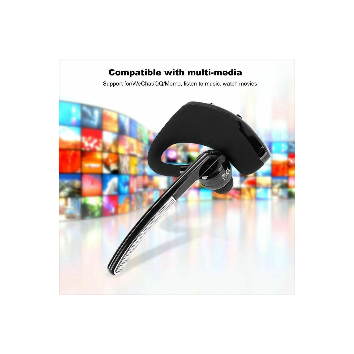 Écouteurs bouton mains libres Bluetooth Business sans fil avec crochets pour téléphone cellulaire CA