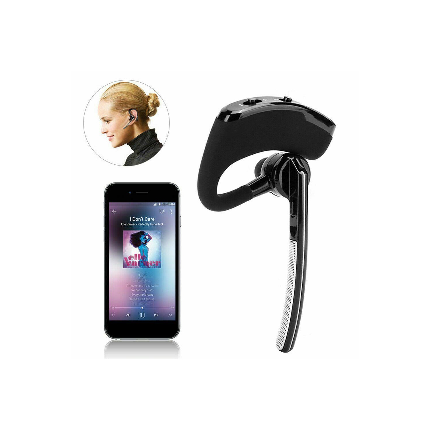 Écouteurs bouton mains libres Bluetooth Business sans fil avec crochets pour téléphone cellulaire CA