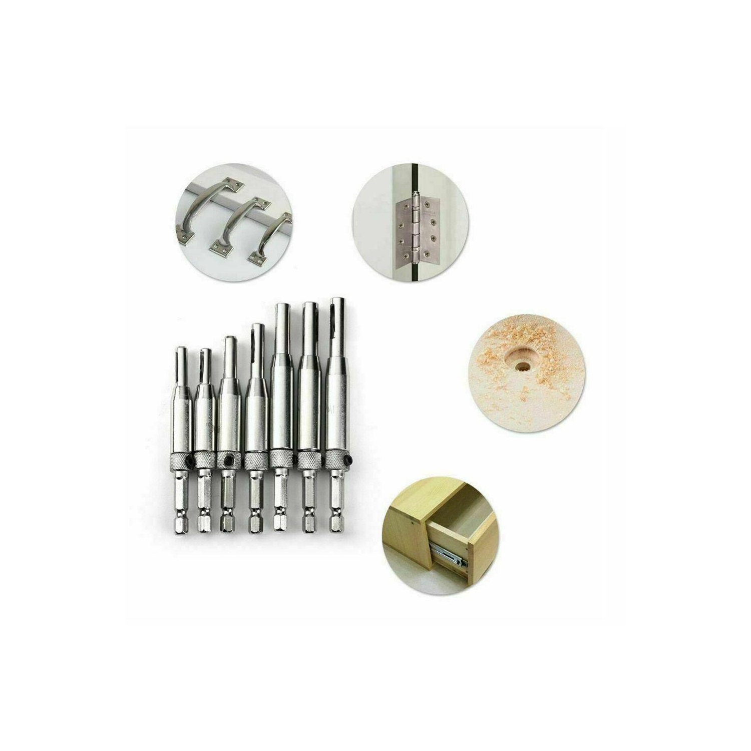 Drill Bit Set Hole Puncher Hinge Tapper for Doors Self Centering Woodworking