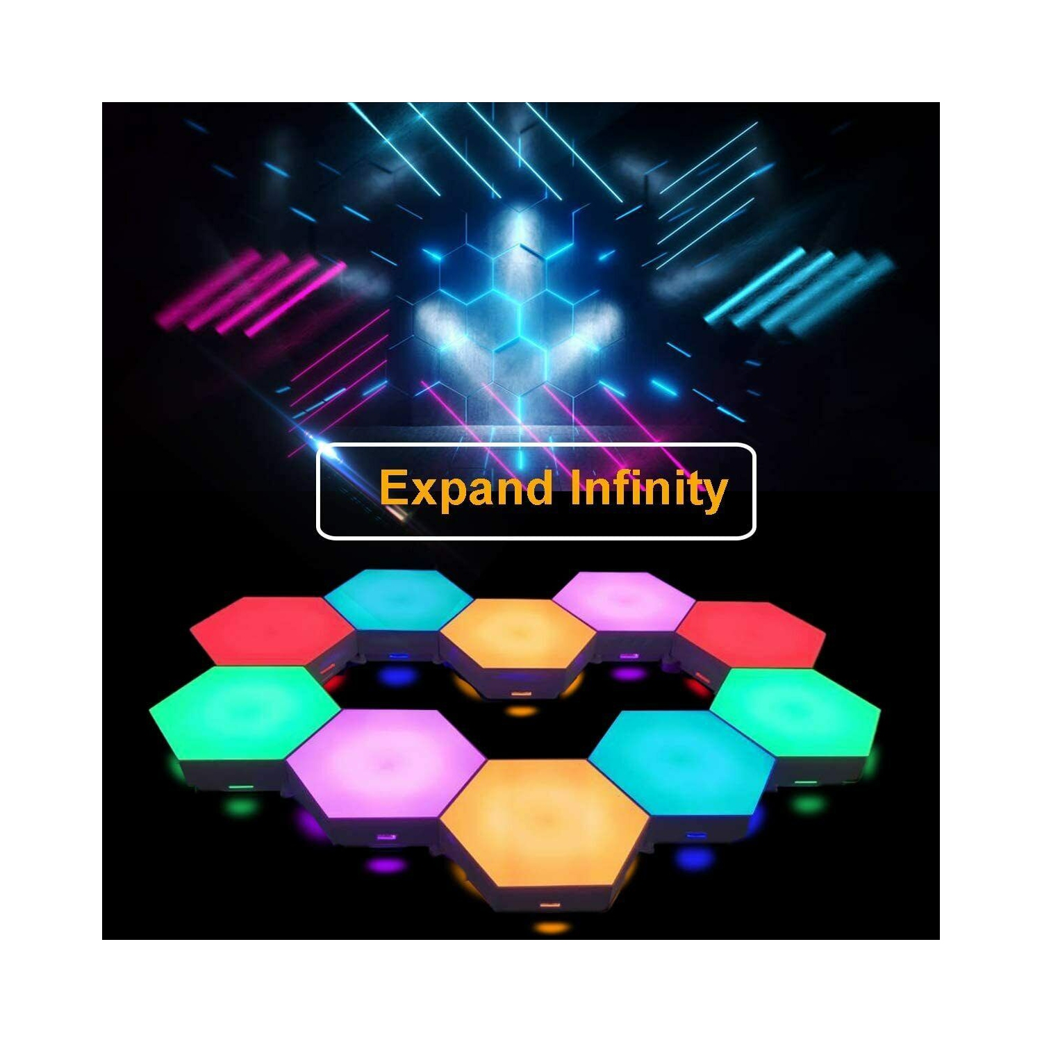 Éclairage hexagonal avec télécommande, panneaux lumineux muraux intelligents à DEL sensibles au toucher