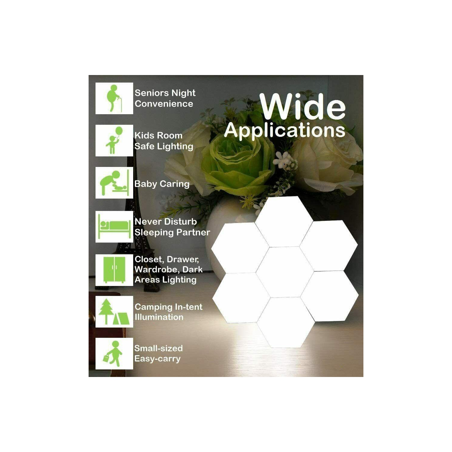 Éclairage hexagonal avec télécommande, panneaux lumineux muraux intelligents à DEL sensibles au toucher