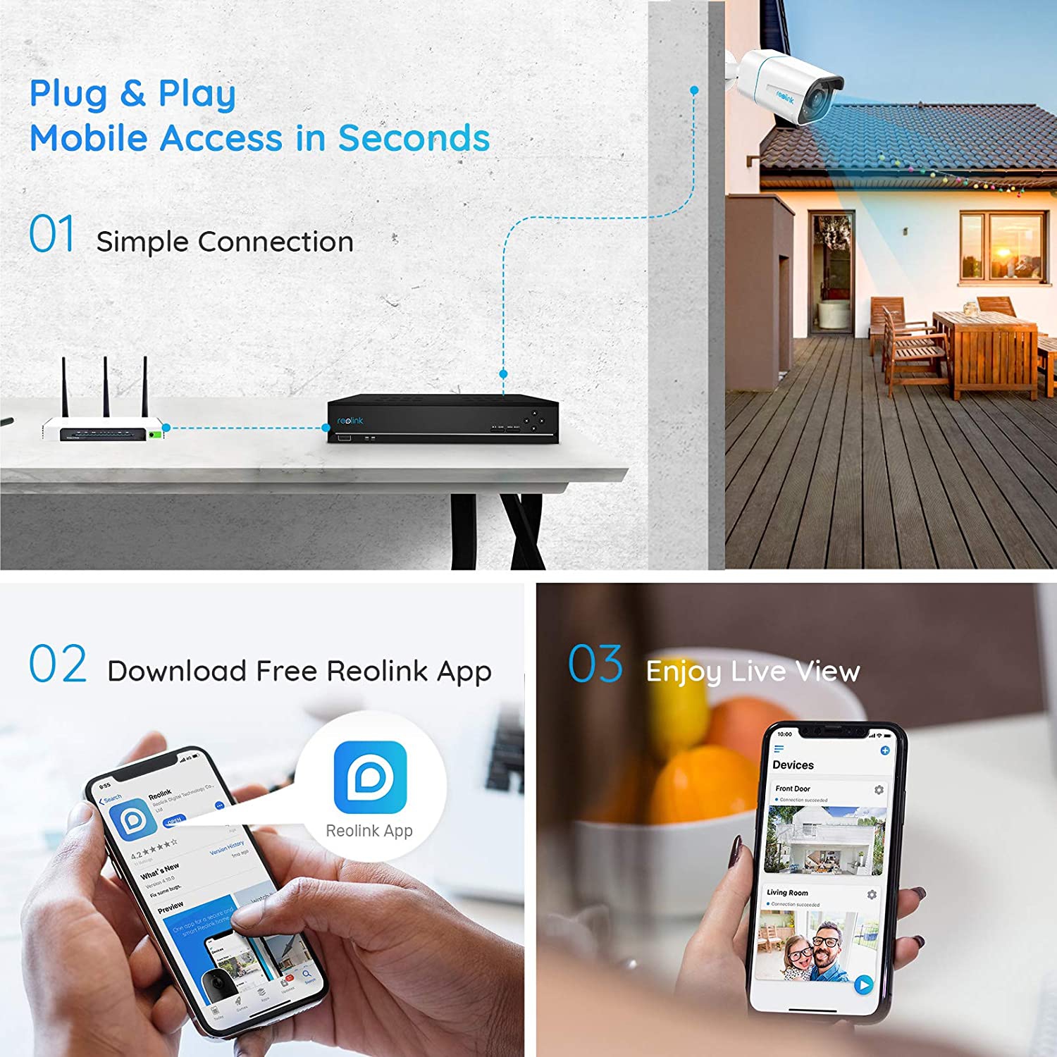 Reolink – système de caméra de sécurité 16 canaux PoE 4K, détection personne/véhicule, disque dur 4&nbsp;To intégré