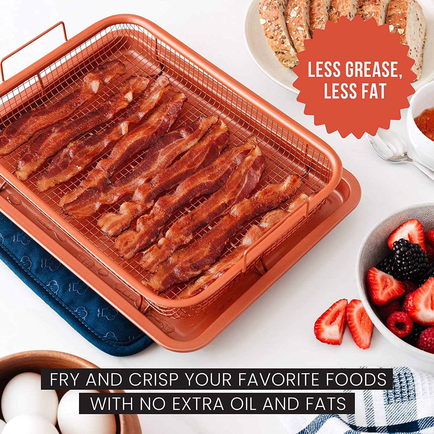 Chef Pomodoro Copper Crisper Tray, 2-Piece Set, Baking Pan
