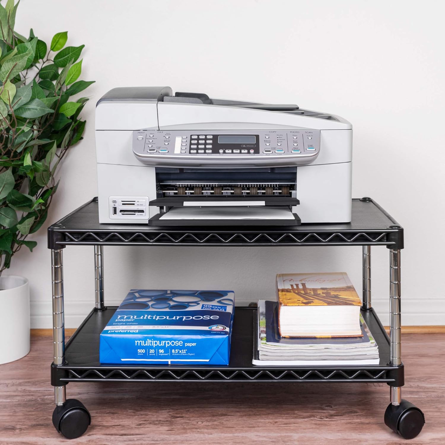 ZBRANDS // Printer Cart Max, 24" x 14", Mobile Fax Stand, 2 Tiers