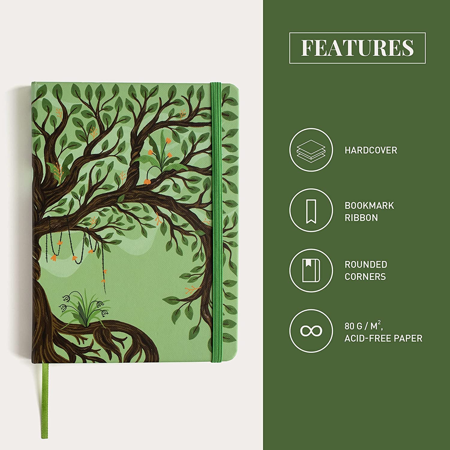 Rileys Tree of Life, 8 x 6 po, journal vierge de 240 pages, papier ivoire, cahier de notes vierge pour hommes et femmes, excellent cadeau pour les