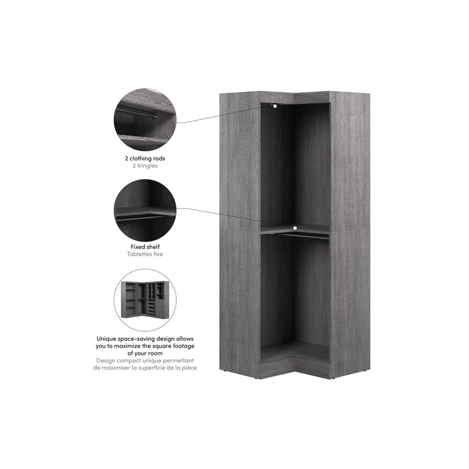 Organisateur de placard en coin 33&nbsp;W de PUR - Gris écorce