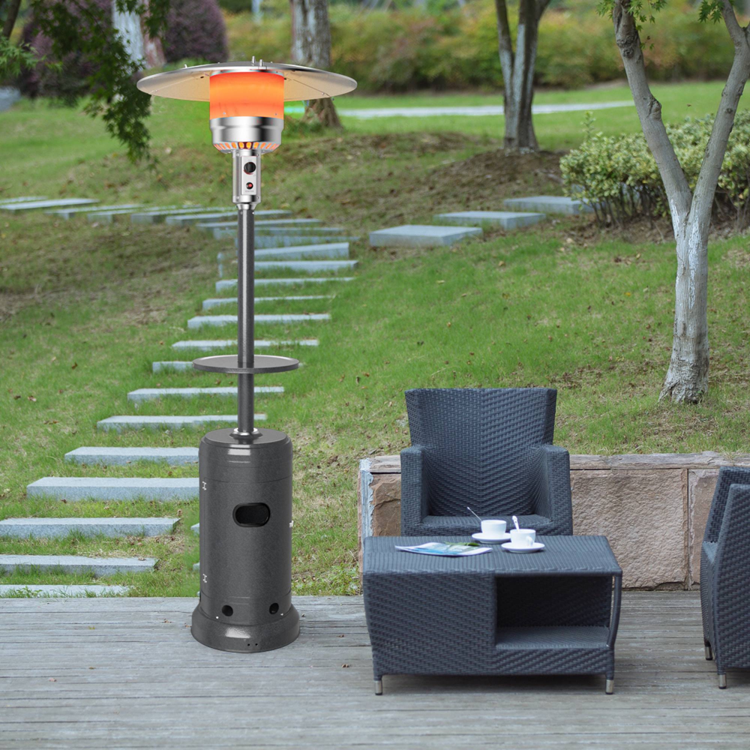 Costway 50,000BTU Outdoor Patio Heater with Wheels and Shelf Tabletop Floor Standing