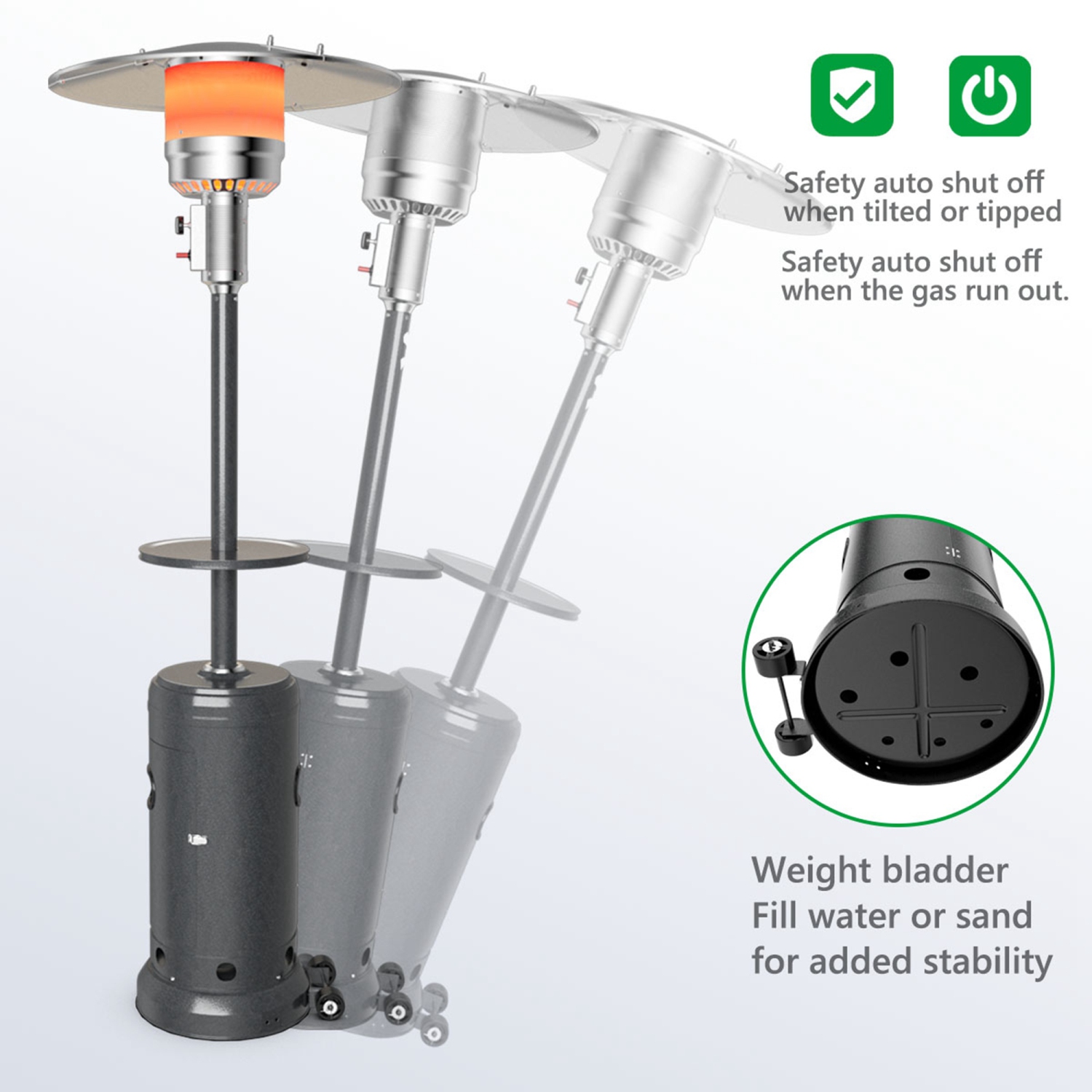 Costway 50,000BTU Outdoor Patio Heater with Wheels and Shelf Tabletop Floor Standing