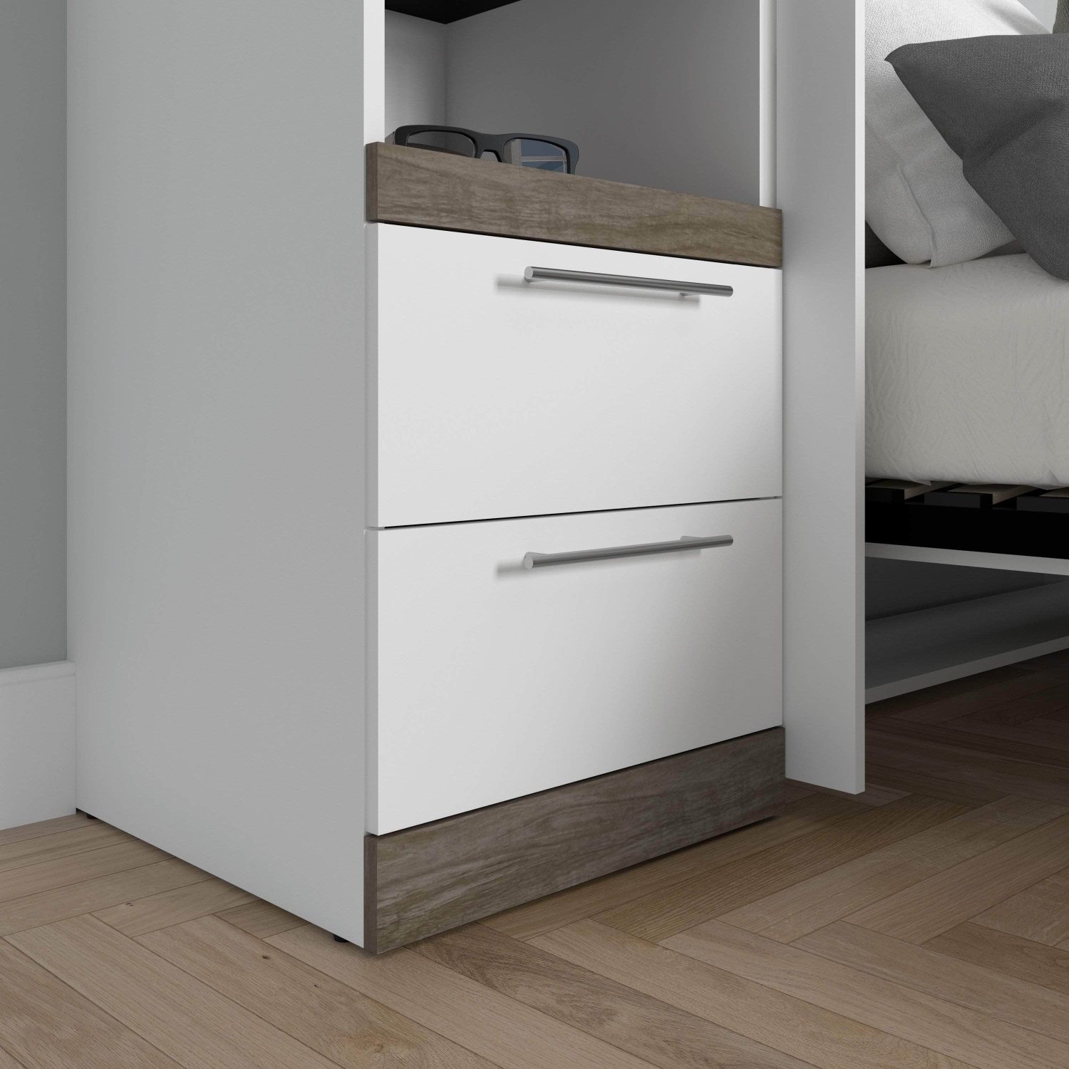 Orion 2 Drawer Set For Orion 20"W Narrow Shelving Unit - White & Walnut Grey