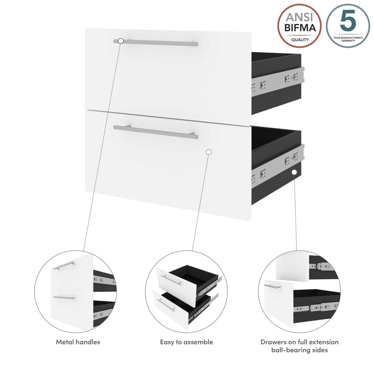 Orion 2 Drawer Set For Orion 20"W Narrow Shelving Unit - White & Walnut Grey