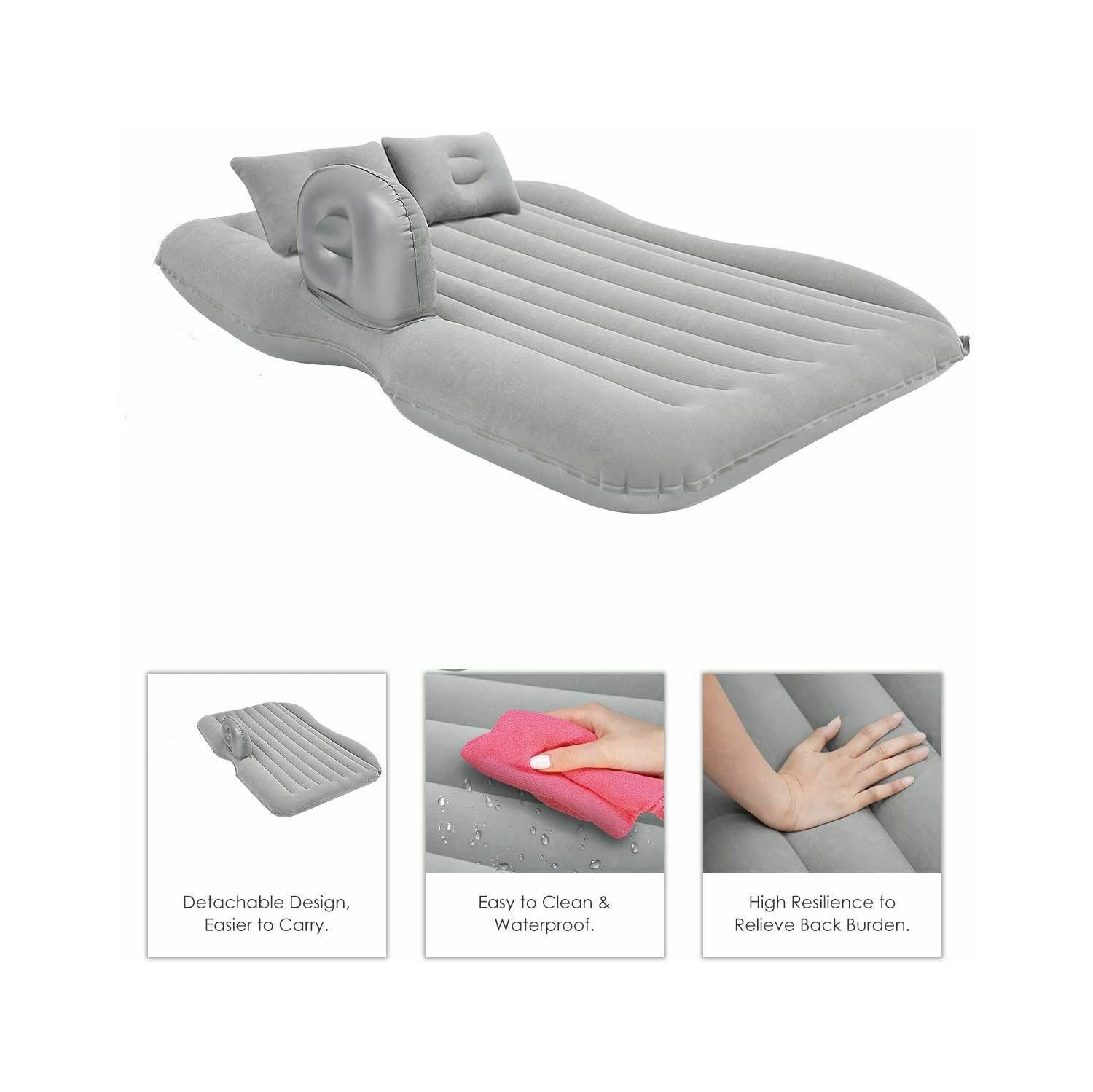 Matelas gonflable de camping portatif avec coussin convenant à la plupart des VUS de voiture