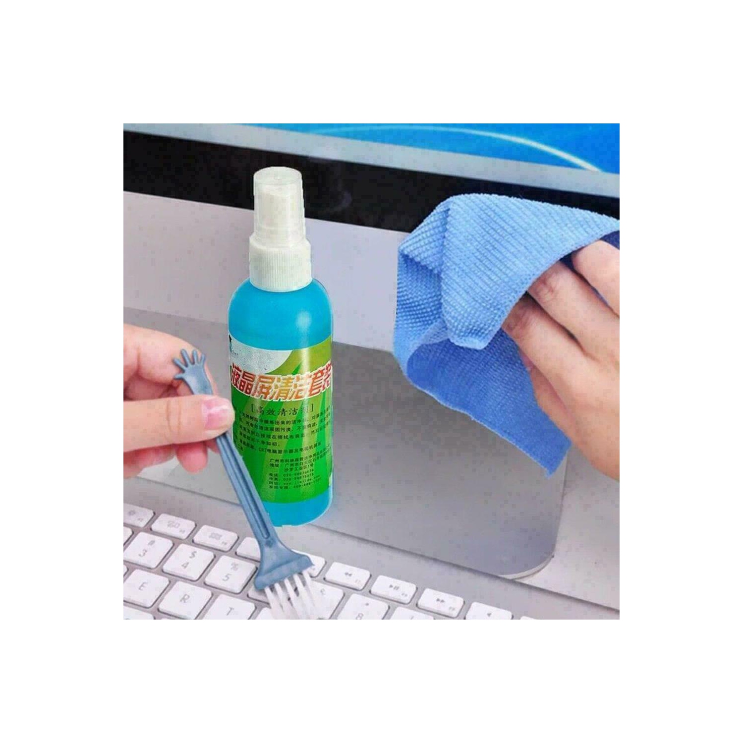 Phone Tablet Laptop LCD Screen Cleaning Cleaner Kit With Spray Cloth Brush tool