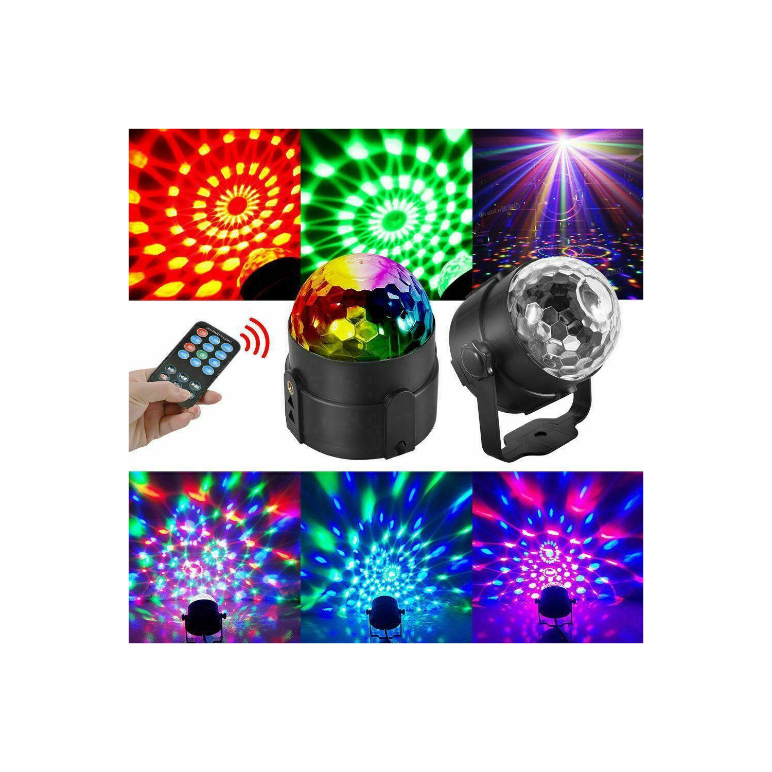 USB Disco Lights Party DJ Lampe de scène RVB à DEL Strobe Crystal Magic Ball Remote