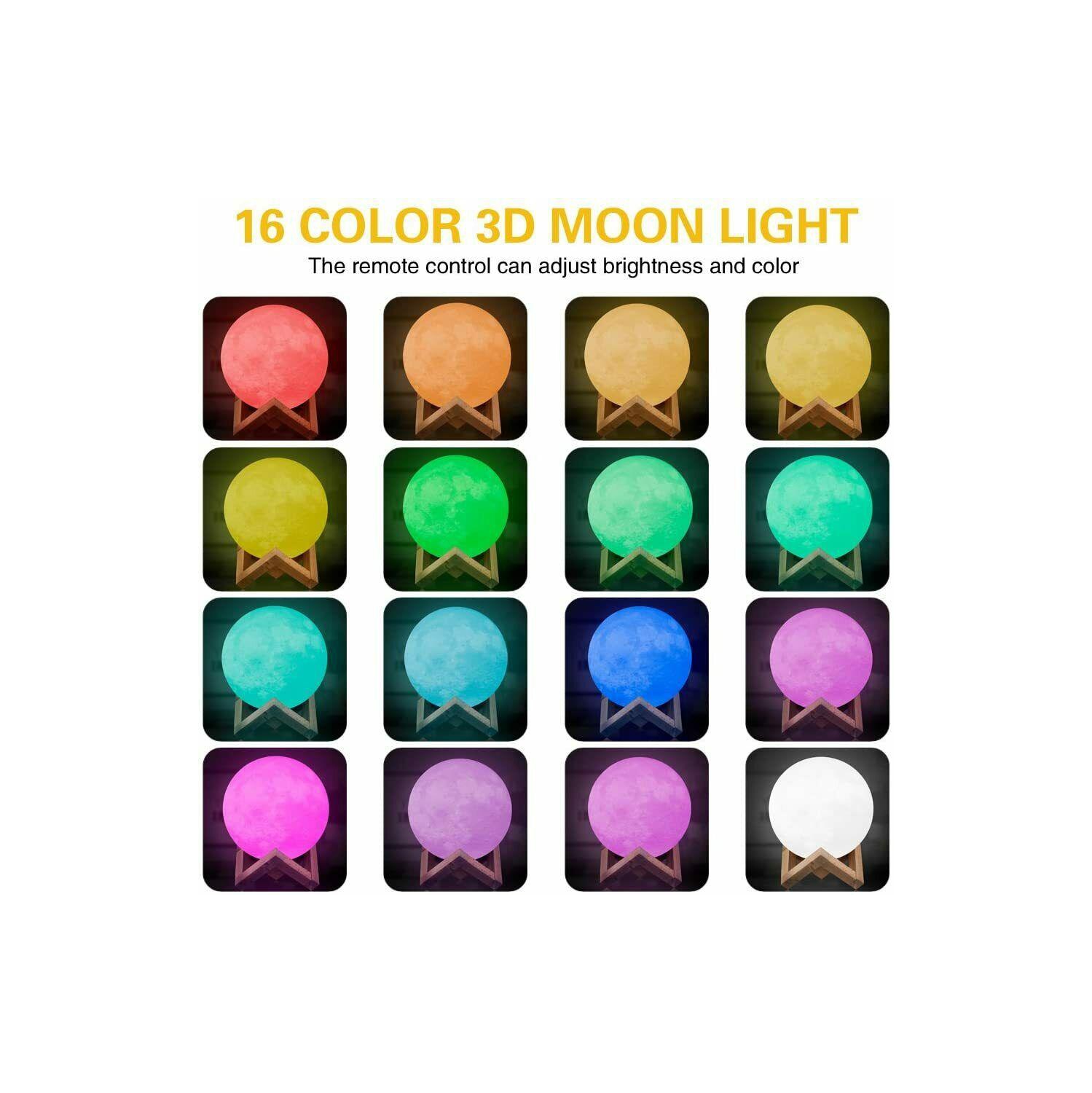 Lampe lune rechargeable; veilleuse à DEL à intensité réglable; changement de couleur 3D; intensité variable CA