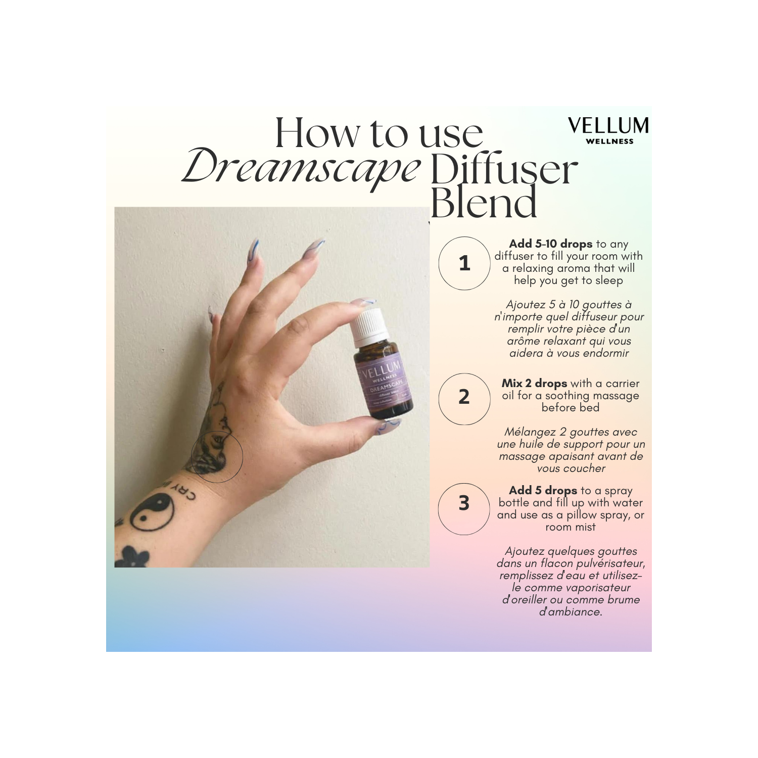 Vellum Wellness Dreamscape Sleep Essential Oil Blend 15 ml for use in Aroma Diffuser, Pillow Mist