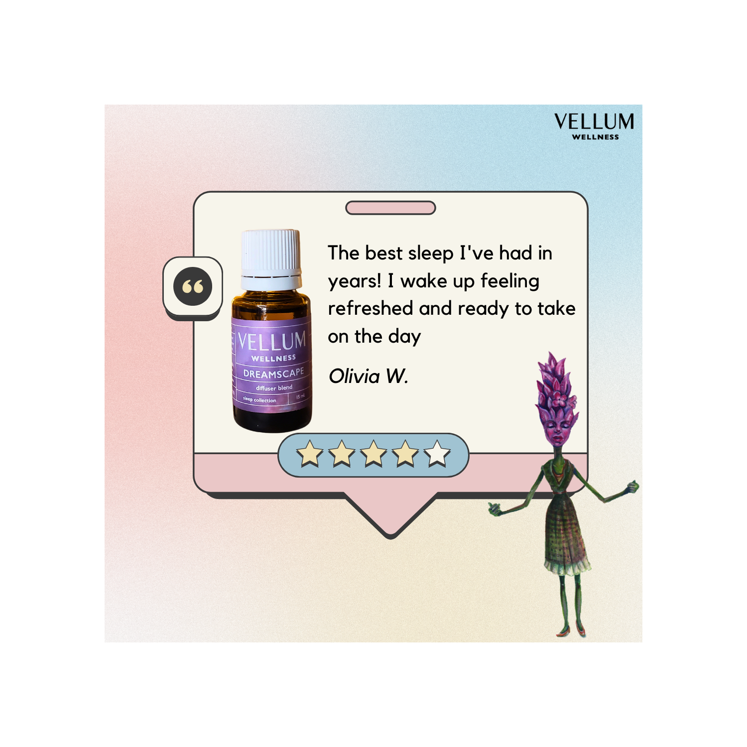 Vellum Wellness Dreamscape Sleep Essential Oil Blend 15 ml for use in Aroma Diffuser, Pillow Mist