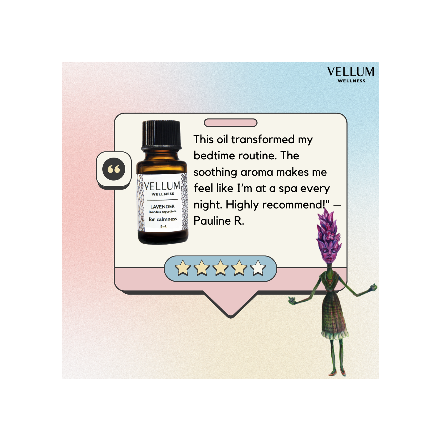 15&nbsp;ml d'huile essentielle de lavande Vellum Wellness pour le sommeil, utilisation dans des diffuseurs d'arômes ou des soins naturels pour la peau